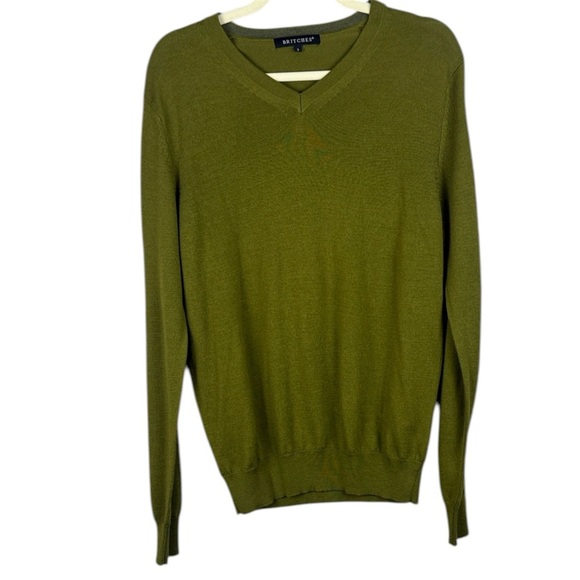 Britches Other - Britches Merino Wool Blend V-Neck Long Sleeve Olive Green Men's Small Sweater